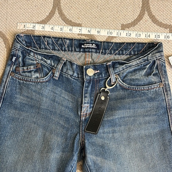 NWT Authentic Rock and Republic Kiedis Bootcut Denim Blue Jeans Size 28 MSRP 260 - Picture 16 of 17